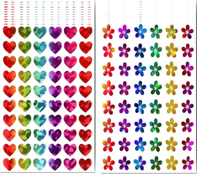 펴나나다 홀로그램 꽃 하트 스티커, 20개, 꽃+하트