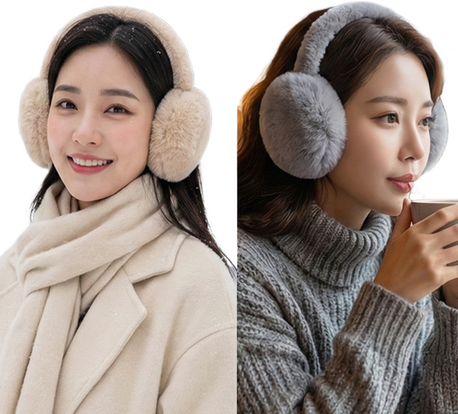 그리뉴얼 여성 털귀마개 골프 겨울 2P