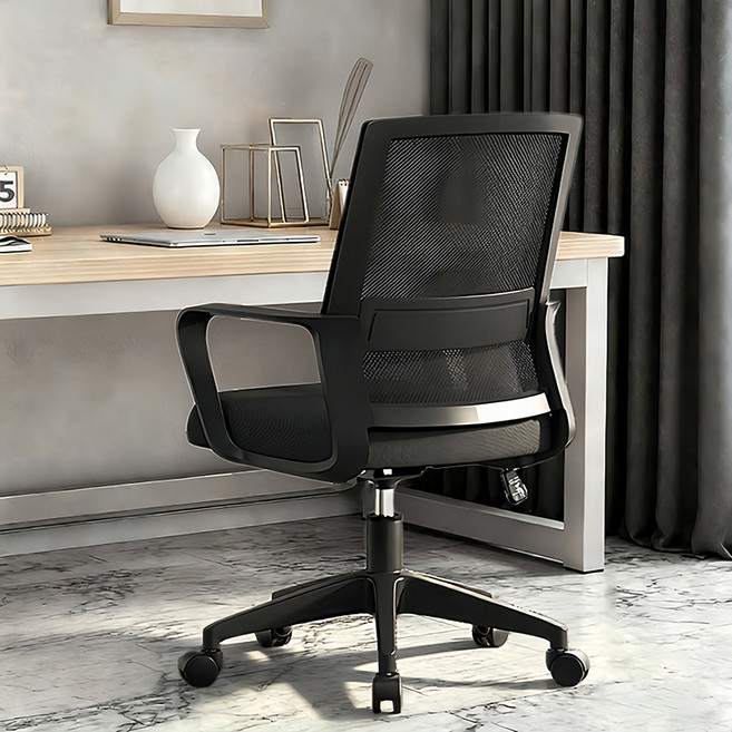 허리편한 인체공학 사무용의자 자세교정 컴퓨터의자 FP-877, 블랙