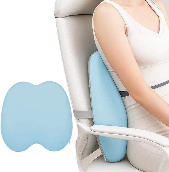 투데이리빙 더편한 의자 등받이 쿠션 메모리폼 허리 등쿠션 분리형 커버, R98139L, 스카이, 1개