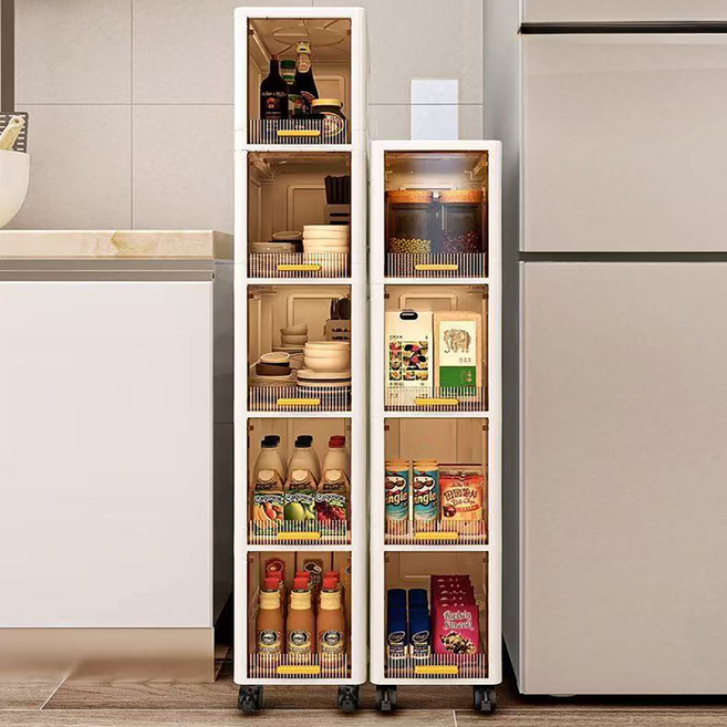 NEDYOU 5단 모던 슬라이딩 틈새수납장 서랍형 사물함 냉장고 틈새 수납 진열장, 화이트