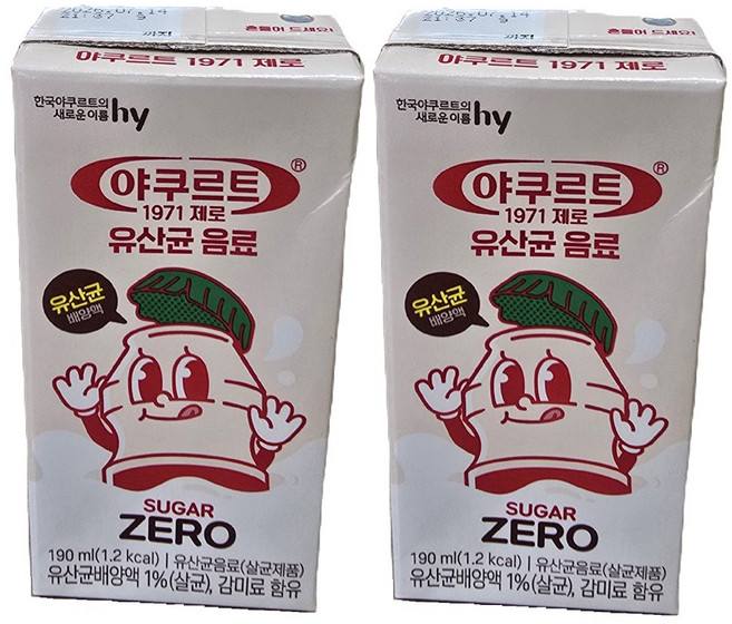 한국야쿠르트 1971 제로 190mL 12팩/유산균음료/무료배송, 12개