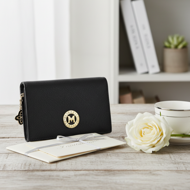 메트로시티 소가죽 참장식 카드지갑