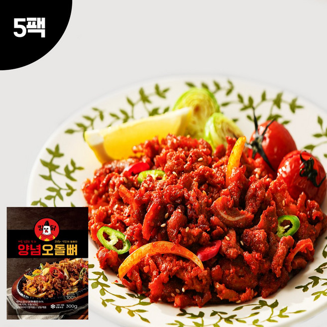 킹닭 양념오돌뼈 300g x 5팩 매콤한 돼지고기 양념 오돌뼈 야식 포차안주, 5개