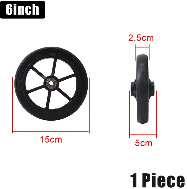 1개/2개 휠체어 앞바퀴 롤레이터 보행기 캐스터 6/7인치 휠체어 전방향 바퀴 교체 부품, 02 1PC 6-inch Black