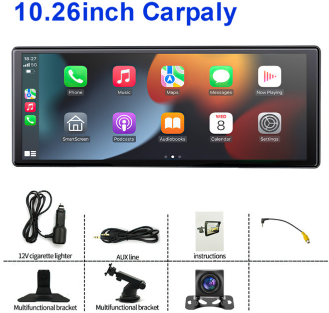 10.26 무선 카플레이 안드로이드 자동 미러 자동차 라디오 멀티미디어 비디오 플레이어 스테레오 범용 카플레이 안드로이드 자동 화면 1din, [01] 옵션1, 1) 10.26 CVBS