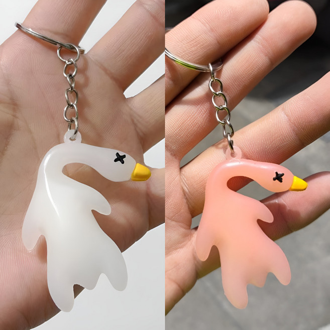 생활해랑 자외선 변색 오리 키링, 화이트, 1개