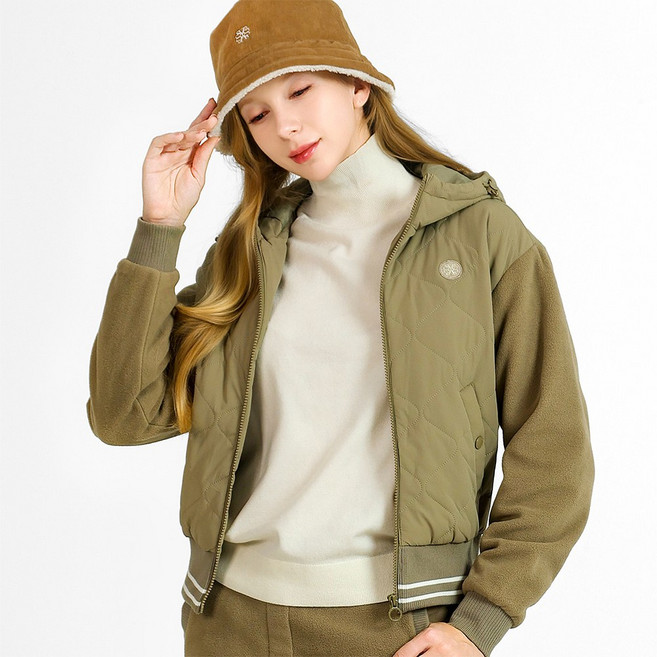 [브이시즌] 여성 퀄팅 누빔 후드패딩 90-105 큐렌패딩점퍼 VWPC530JP