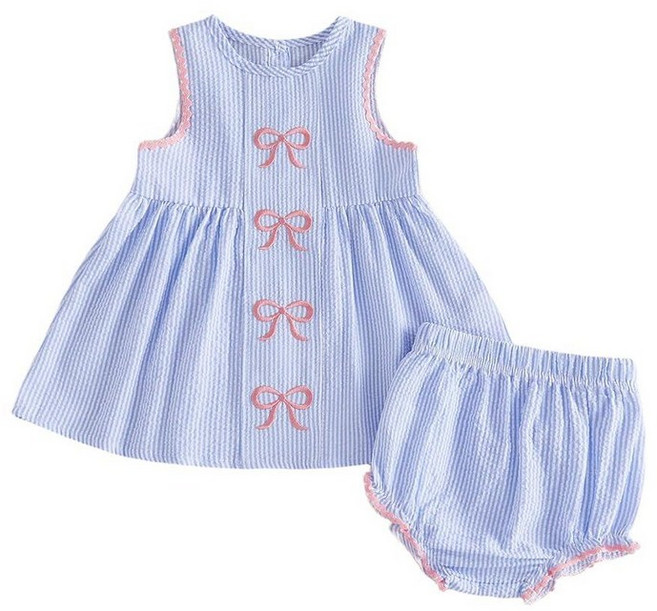 Filgriox ​Toddler Baby Girl Summer Outfit Bow Sleeveless Tank Shirt Ruffle Bloomer Shorts Cute 1st