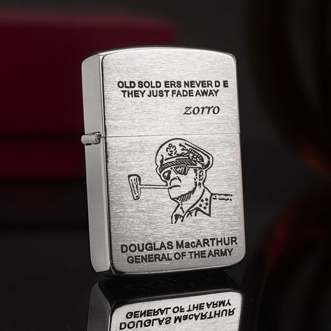 Zorro 지포라이터 맥아더장군 인천상륙작전 오일라이터 메탈 클래식 고급 각인 지포