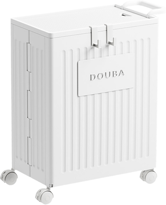 DOUBA 折疊收納推車 洗衣籃 縫隙置物推車 瑜珈墊收納 玩具收納 39x25x53cm, 灰白色, 1個