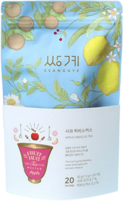 쌍계명차 프루트 허그 파우치 사과 히비스커스, 20개입, 1개