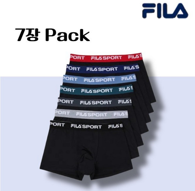 [빠른출고/브랜드특가] 휠라 FILA 7장 Pack 남성 팬티 사각팬티 스판 속옷 추천 트렁크 남자 언더웨어