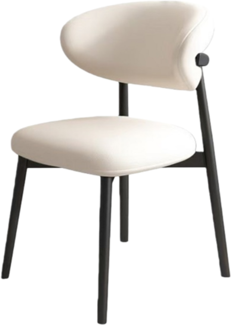 現代輕奢餐椅 貓爪皮餐椅, 實木餐椅【黑色架子+白色】, 2件