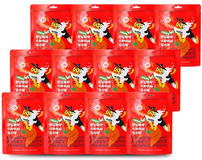 한닙두잇 한닙와삭 붉은함성 스파이시 김스낵/김과자, 12개, 15g