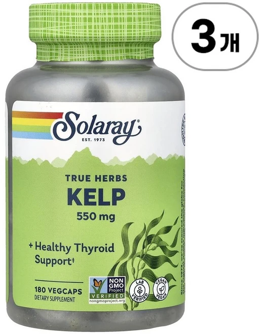 솔라레이 트루 허브 켈프 Solaray True Herbs Kelp 550 mg 180정, 3개 - 쿠팡