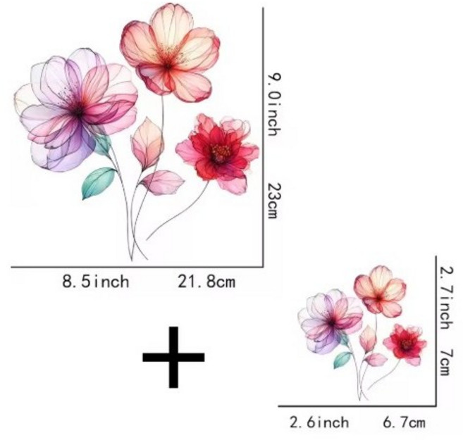다리미 옷 데코스티커 의류 열 전사지 꽃 수채화시리즈(11종옵션), 2731, 1개