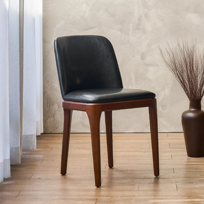 퍼니인어스 보닌체어 가죽 원목의자 우드 카페 식탁 인테리어 디자인 체어, 월넛, 1개