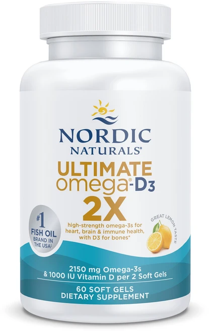 노르딕내츄럴스 얼티미트 오메가 2X 비타민 D3 레몬 소프트젤, 60정, 1개 - 쿠팡