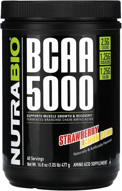 NutraBio BCAA 5000 스트로베리 레몬 밤 477g(1.05lb), NutraBioBCAA5000스트로베리레몬밤477g10, 477g, 1개 - 쿠팡