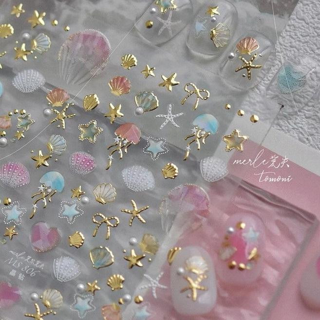 GONAIL/ 여름 바다네일 스티커 조개 불가사리 4종 택1 여름네일, 1개, ms806