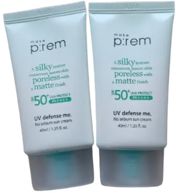 메이크프렘 유브이 디펜스 미 노 세범 선크림 SPF50+ PA++++, 40ml, 2개