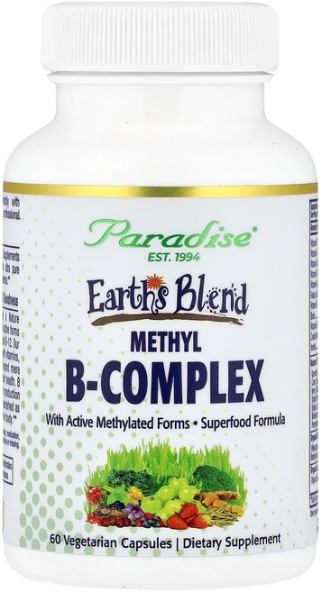 Paradise Herbs 파라다이스허브 Earths Blend 메틸 B콤플렉스 60 베지캡 영양제, 1개, 60정 - 쿠팡