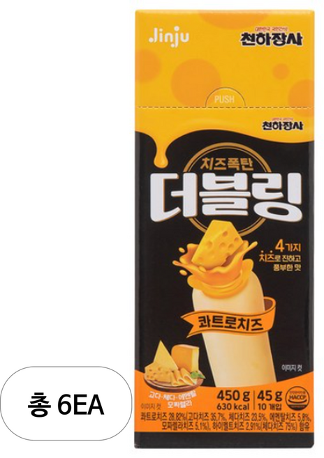 더블링 천하장사 콰트로치즈 소세지, 450g, 6개