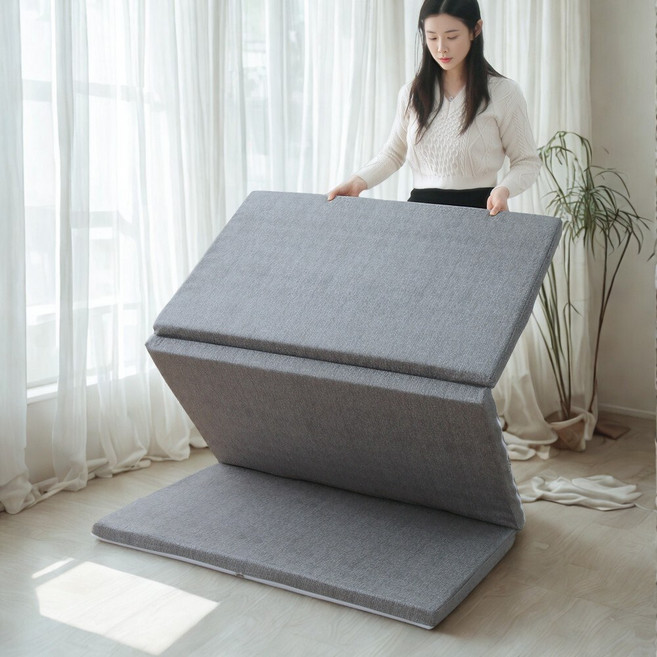 친환경공법 LM솜 단단한 접이식 3단 꿀잠 매트리스 토퍼 바닥 침대 슈퍼싱글 SS