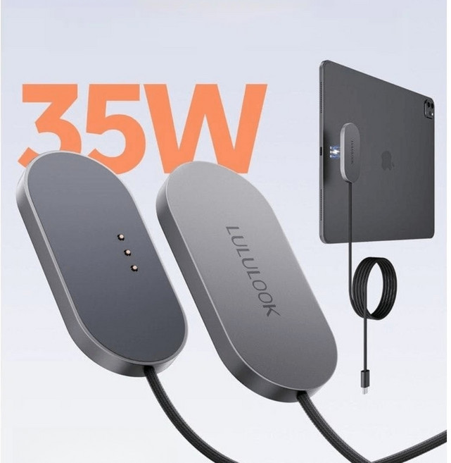 루로코 아이패드 프로 에어 전용 스마트 접점 포고핀 충전기 마그네틱 35W 고속 충전, B.아이패드 프로12.9인치/에어 13인치(M2/M3)