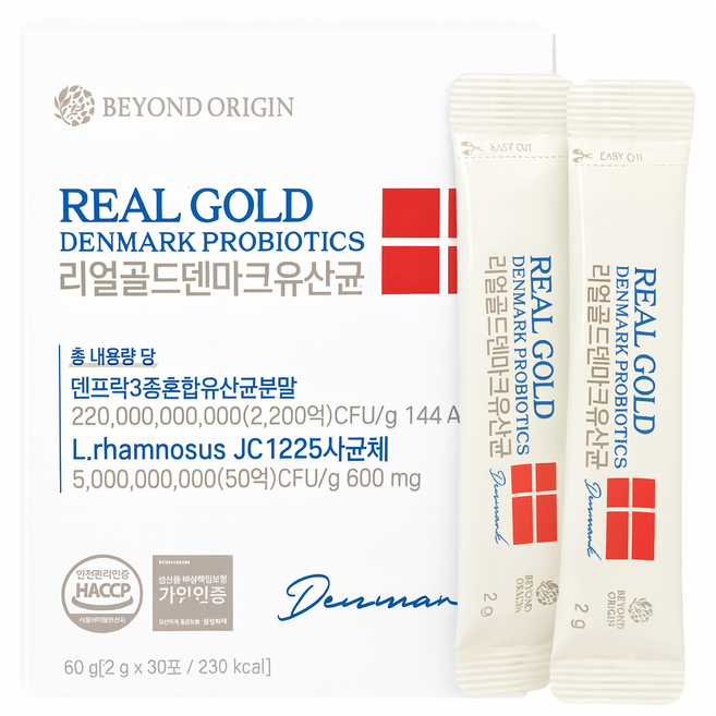 [비욘드오리진] 리얼골드 덴마크 50억 유산균 스틱 30포 장 건강 포스트바이오틱스, 1박스, 30회분