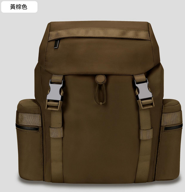 大容量男女同款休閒通勤運動雙肩包 防水耐磨, 黄棕色, 1個