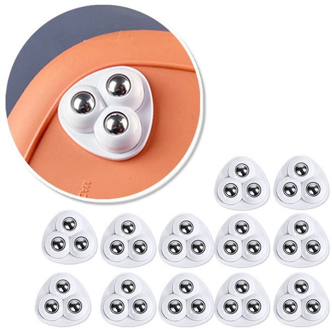 리빙바이브 이동식 부착형 미니 가구 바퀴 롤러, 화이트, 12개