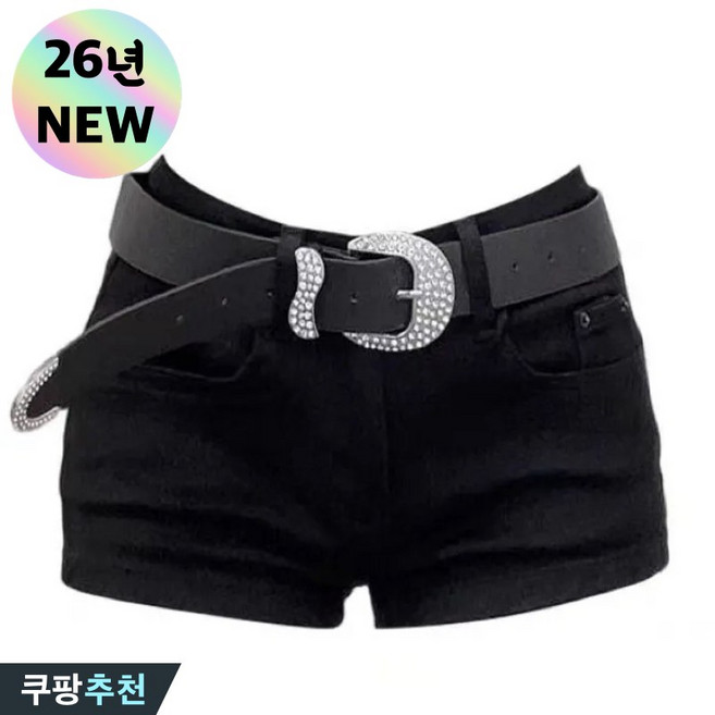 (26년 신상) 여성 블랙 로우웨스트 벨트 힙업 핫팬츠 반바지 여름 편한 시카고 스트릿 탄력 슬림핏 날씬해보이는 트렌드 디자인 워싱 빈티지 패션 섹시 코디 집업 포켓 숏팬츠
