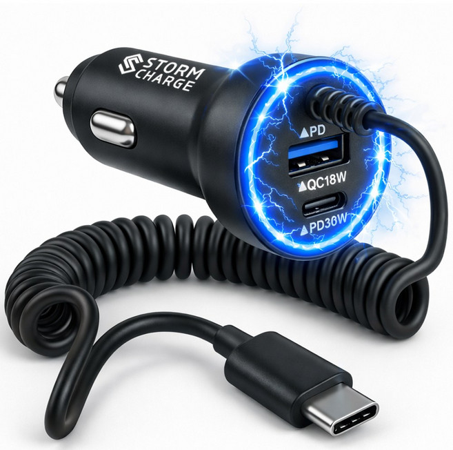 스톰차지 차량용 초고속 시거잭 충전기, 메탈블랙, SC-112601