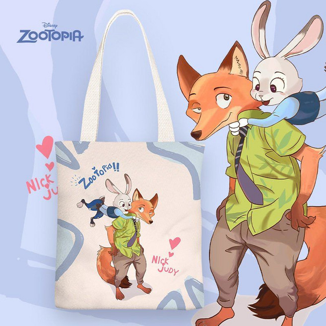 주토피아 어린이 캔버스 가방 숄더백 토트백 학생 핸드백