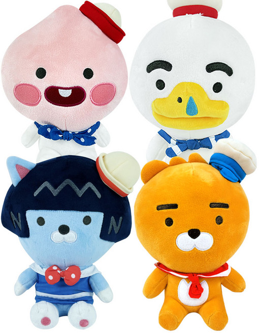 카카오 프렌즈 리틀 마린 인형 25cm 싯팅 모음 라이언 어피치 튜브 네오 애착 동물 선물, 4. 리틀 마린 싯팅 25cm 네오, 1개