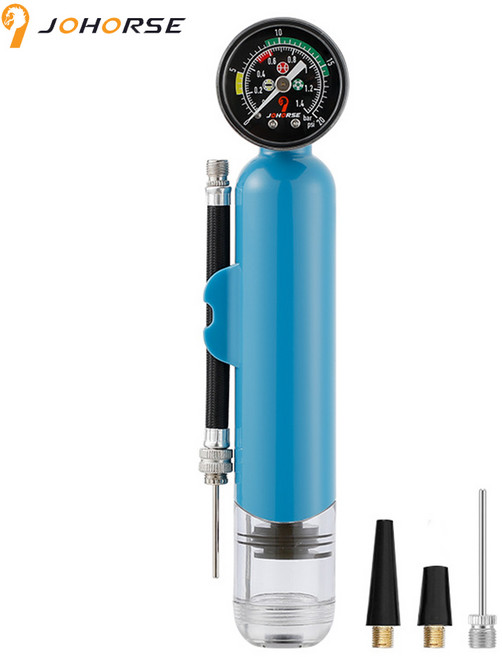 네이처스파머 풍선 축구공 농구공 압력게이지 공기압 측정 휴대용 손펌프, 블루, 1개