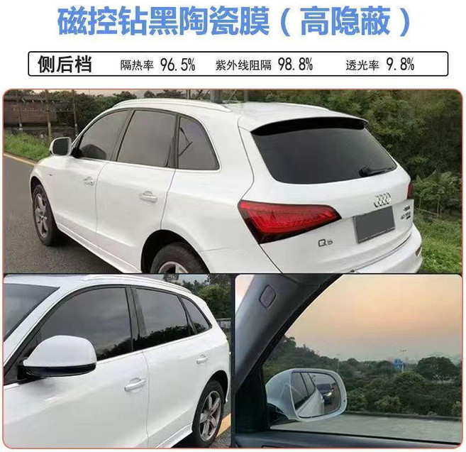汽車隔熱膜 太陽膜 防曬 防紫外線 隔熱 反光灰, 1個, 1米長 50公分寬,耐磨隔熱 淺黑色 外隱約看裏