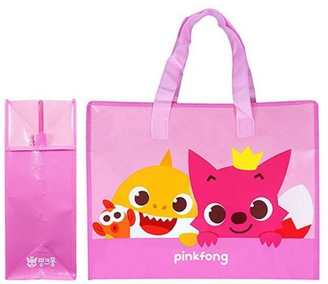 핑크퐁 부직포 쇼핑백 대 2P 방수 수납 가방 jae+6398dO