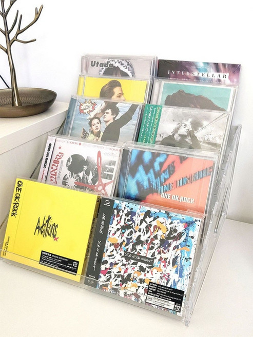 아크릴 CD 진열대 보관대 보관함 테이프 선반 전시 정리, 3단 CD 랙, 1개