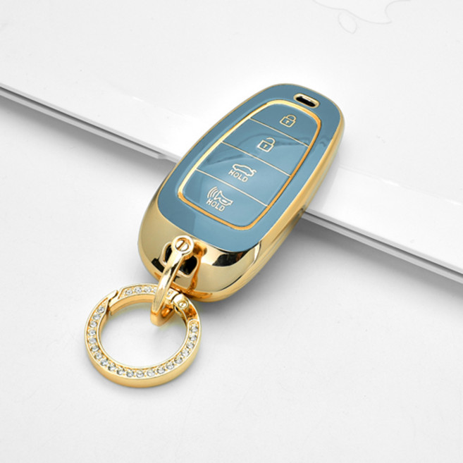 더뉴그랜저 2019~23 키케이스 4버튼 키홀더 골드라인 H5-R, 파스텔블루