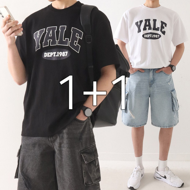 [1+1] 비침없이 도톰한 와이엘 프린팅 특양면 오버핏 반팔티 ZZBTB086