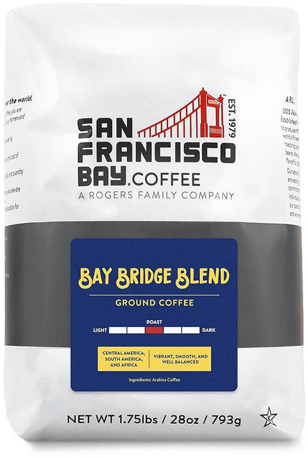 샌프란시스코 베이 커피 DECAF 프렌치 로스트 그라운드 커피 28온스 봉지 다크 로스트 스위스 워터 프로세스 디카페인, 1개
