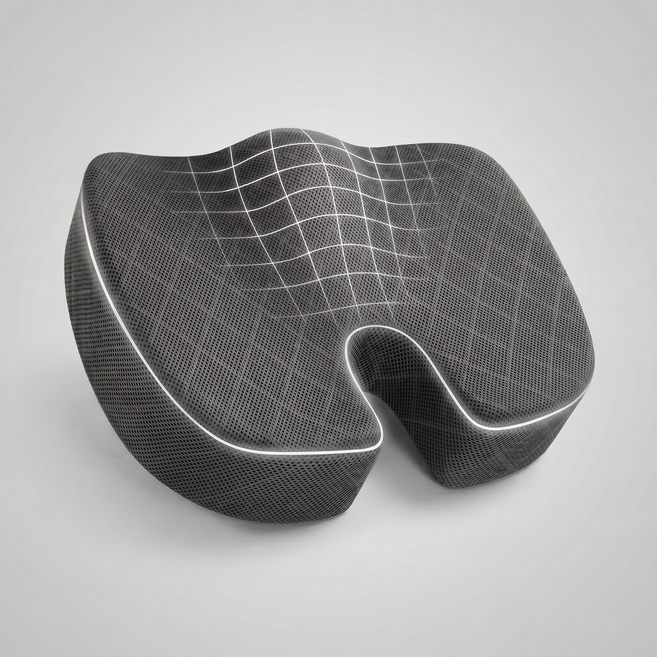 엘로어트 고밀도 에어메쉬 메모리폼 기능성 엉덩이 꼬리뼈 방석, 베이지