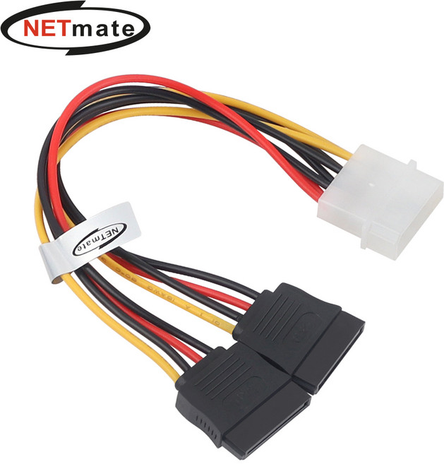 강원전자 넷메이트 IDE 4핀 전원 / SATA 파워 15핀 Y 케이블 0.2m NM-SAT08, 1개