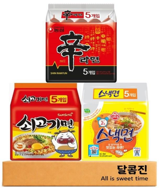 [달콤진] 신라면 5p + 쇠고기면 5p + 스낵면 5p, 1세트