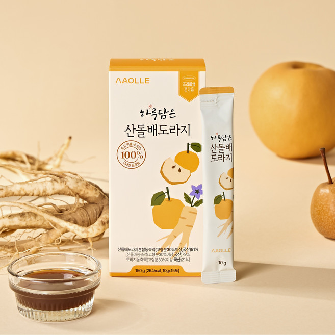 아올레 하루담은 산돌배도라지 스틱 목건강 산돌배즙 약도라지 배도라지즙 도라지배즙 야생돌배 유아 아이 기침 성인 숙취해소 온가족 건강즙, 1박스, 150g