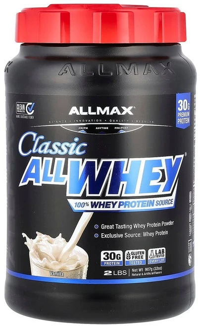 ALLMAX CLASSIC ALLWHEY® 100% 유청 단백질 원료 바닐라 907g(2lbs) AMX-22508, 1개, 907g - 쿠팡
