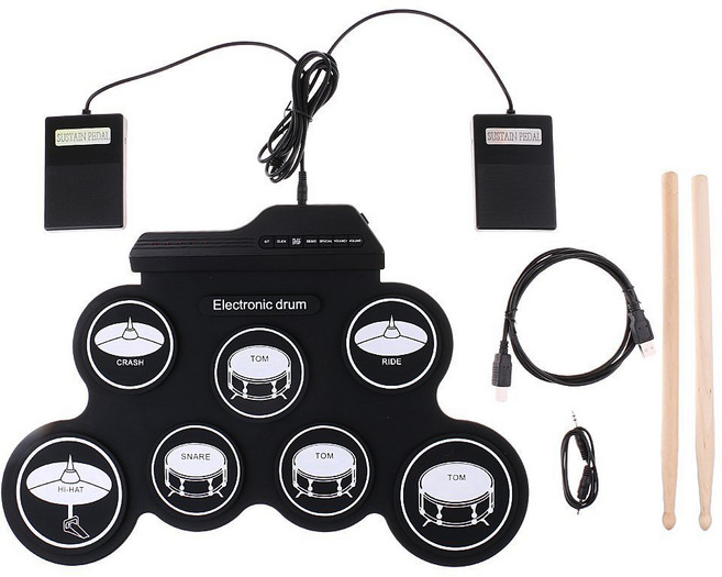 이스턴 폴더블 롤 전자드럼 연습용 패드 ZX-1, 로고 화이트, 1개